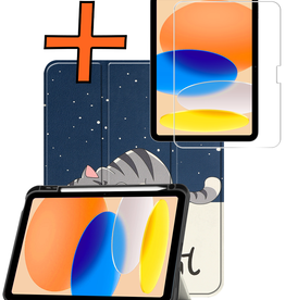 Nomfy Nomfy iPad 11 2025 Hoesje Met Uitsparing Apple Pencil Met Screenprotector - Kat