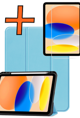Nomfy Nomfy iPad 11 2025 Hoesje Met Uitsparing Apple Pencil Met Screenprotector - Lichtblauw