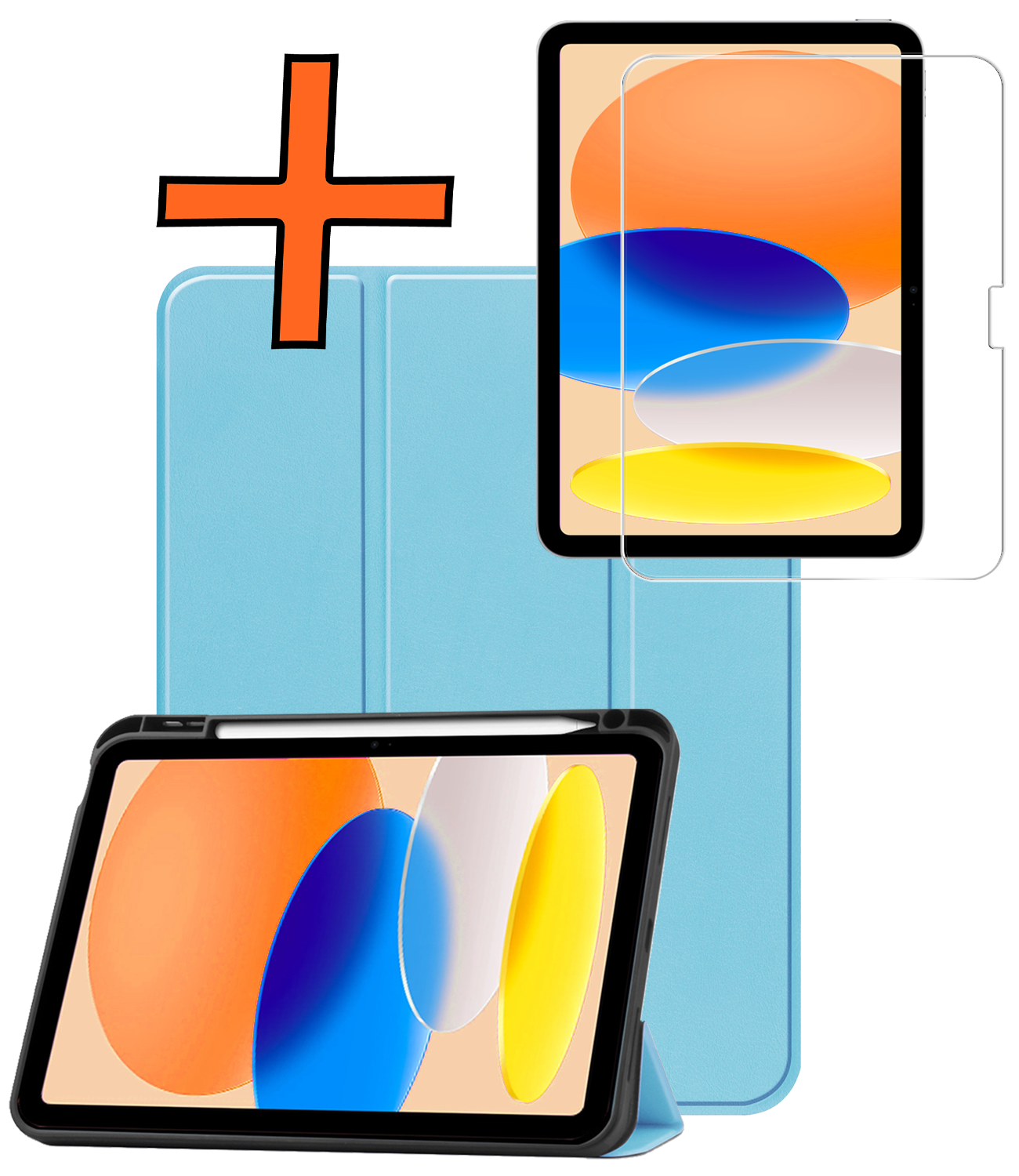 Nomfy Nomfy iPad 11 2025 Hoesje Met Uitsparing Apple Pencil Met Screenprotector - Lichtblauw