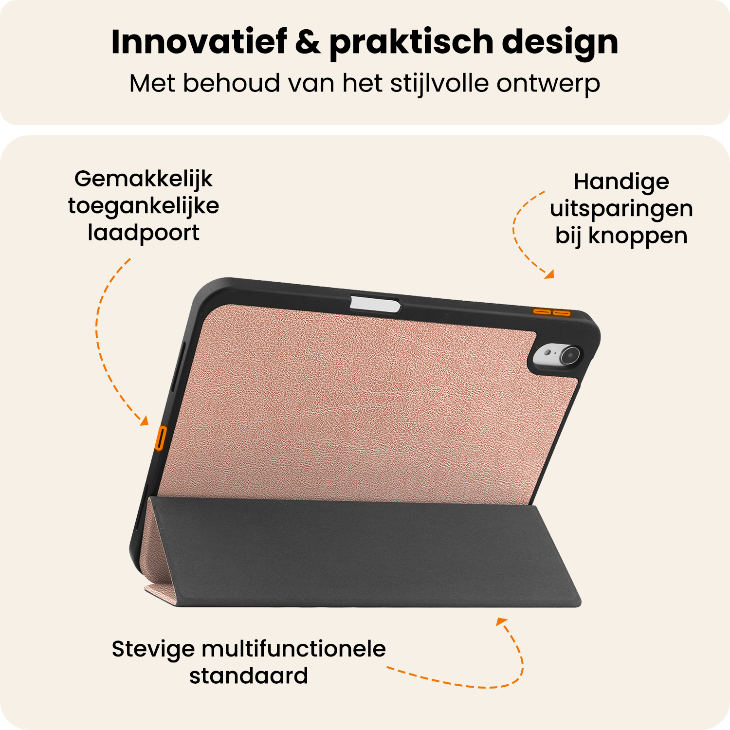 Nomfy Nomfy iPad 11 2025 Hoesje Met Uitsparing Apple Pencil Met Screenprotector - Rose Goud