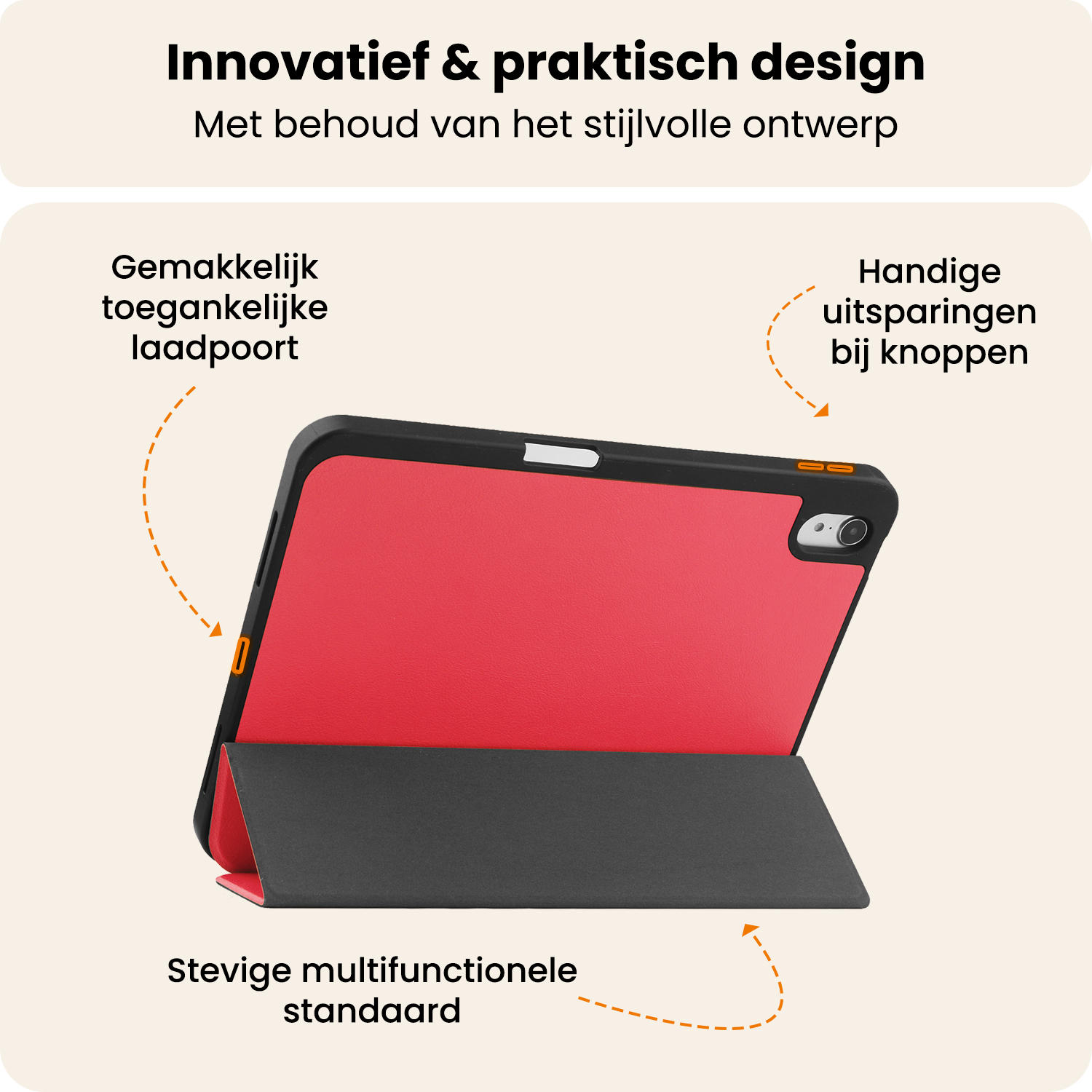 Nomfy Nomfy iPad 11 2025 Hoesje Met Uitsparing Apple Pencil Met Screenprotector - Rood