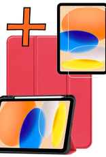 Nomfy Nomfy iPad 11 2025 Hoesje Met Uitsparing Apple Pencil Met Screenprotector - Rood