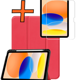 Nomfy Nomfy iPad 11 2025 Hoesje Met Uitsparing Apple Pencil Met Screenprotector - Rood