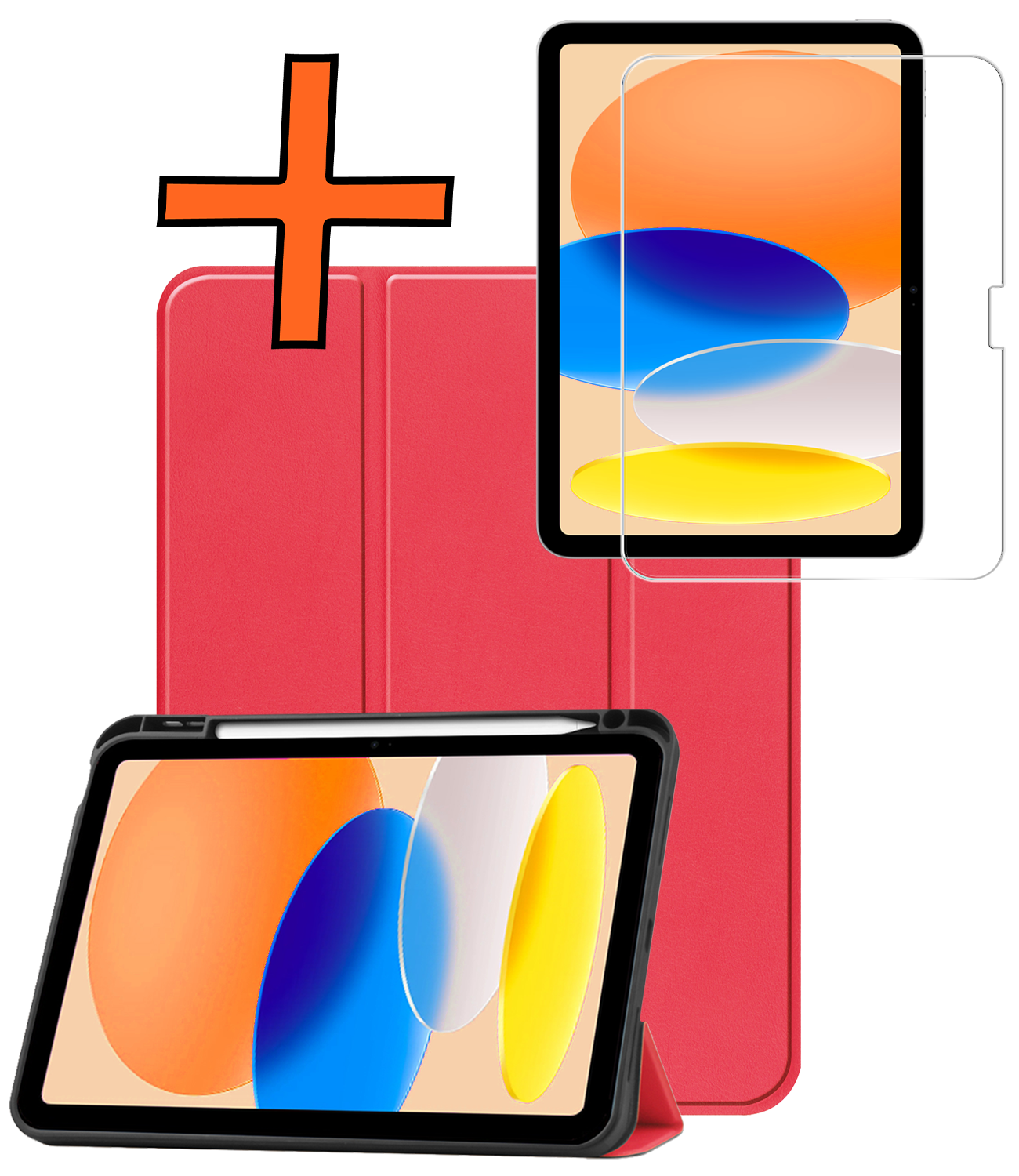 Nomfy Nomfy iPad 11 2025 Hoesje Met Uitsparing Apple Pencil Met Screenprotector - Rood