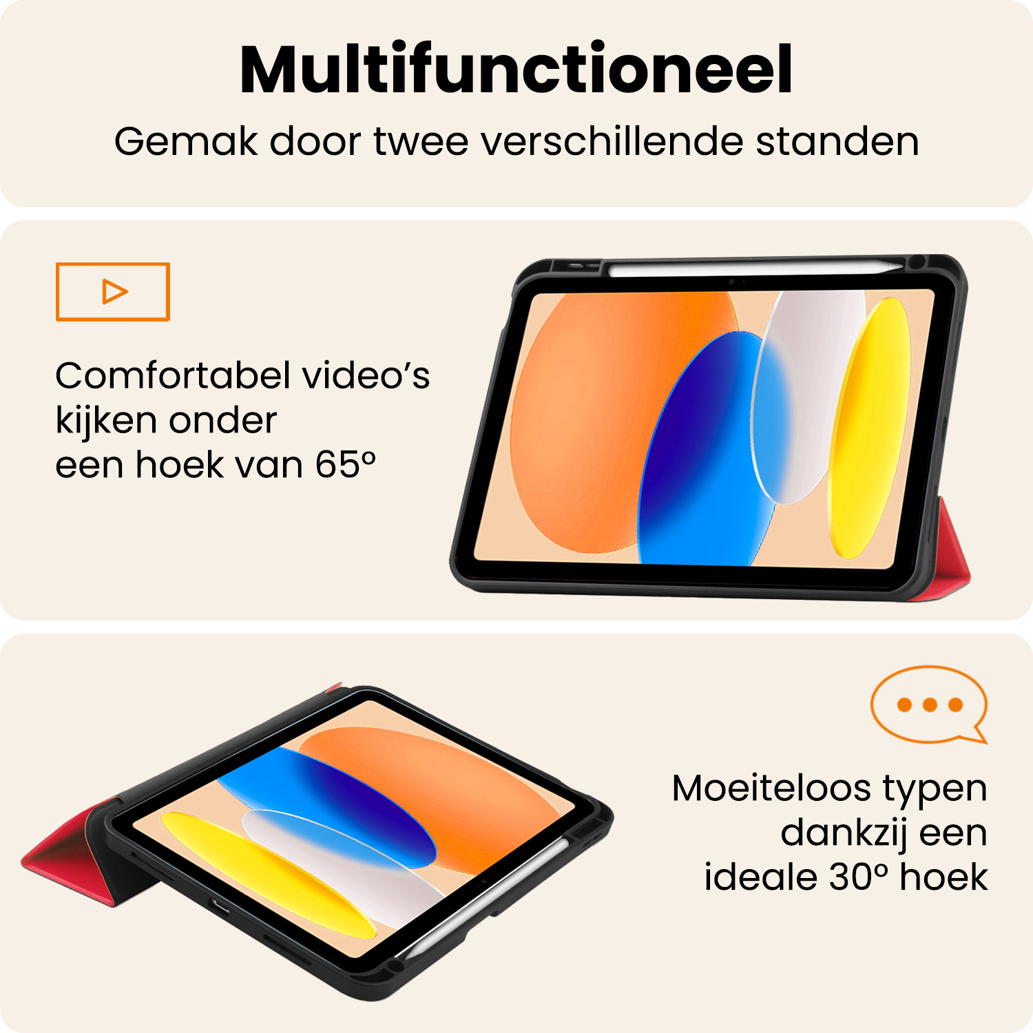 Nomfy Nomfy iPad 11 2025 Hoesje Met Uitsparing Apple Pencil Met Screenprotector - Rood