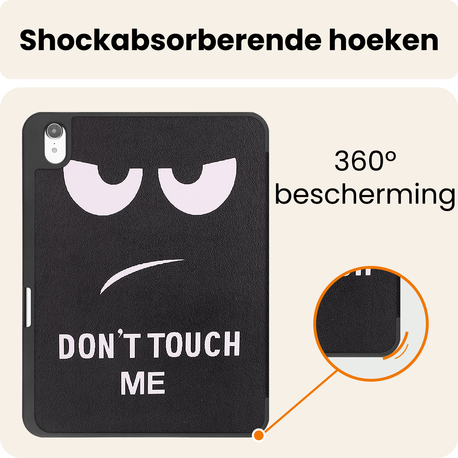 Nomfy Nomfy iPad 11 2025 Hoesje Met Uitsparing Apple Pencil Met Screenprotector - Don't Touch Me