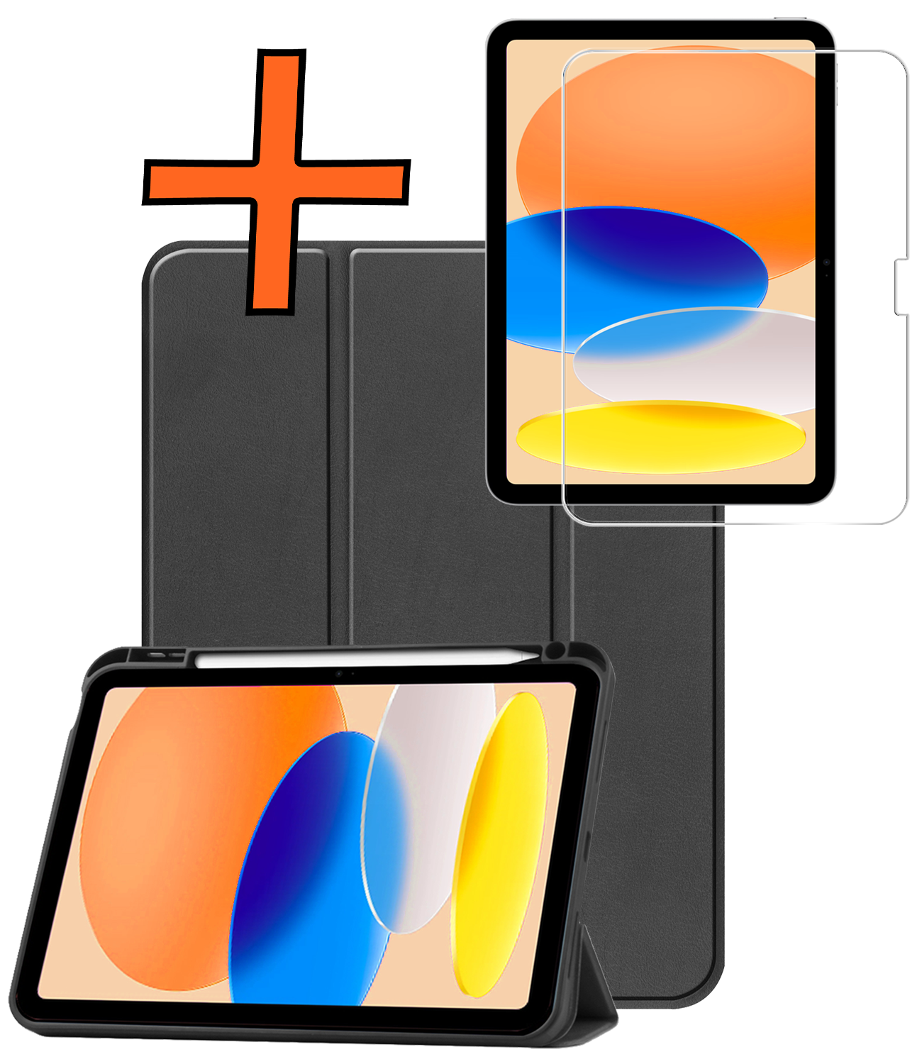 Nomfy Nomfy iPad 11 2025 Hoesje Met Uitsparing Apple Pencil Met Screenprotector -  Zwart