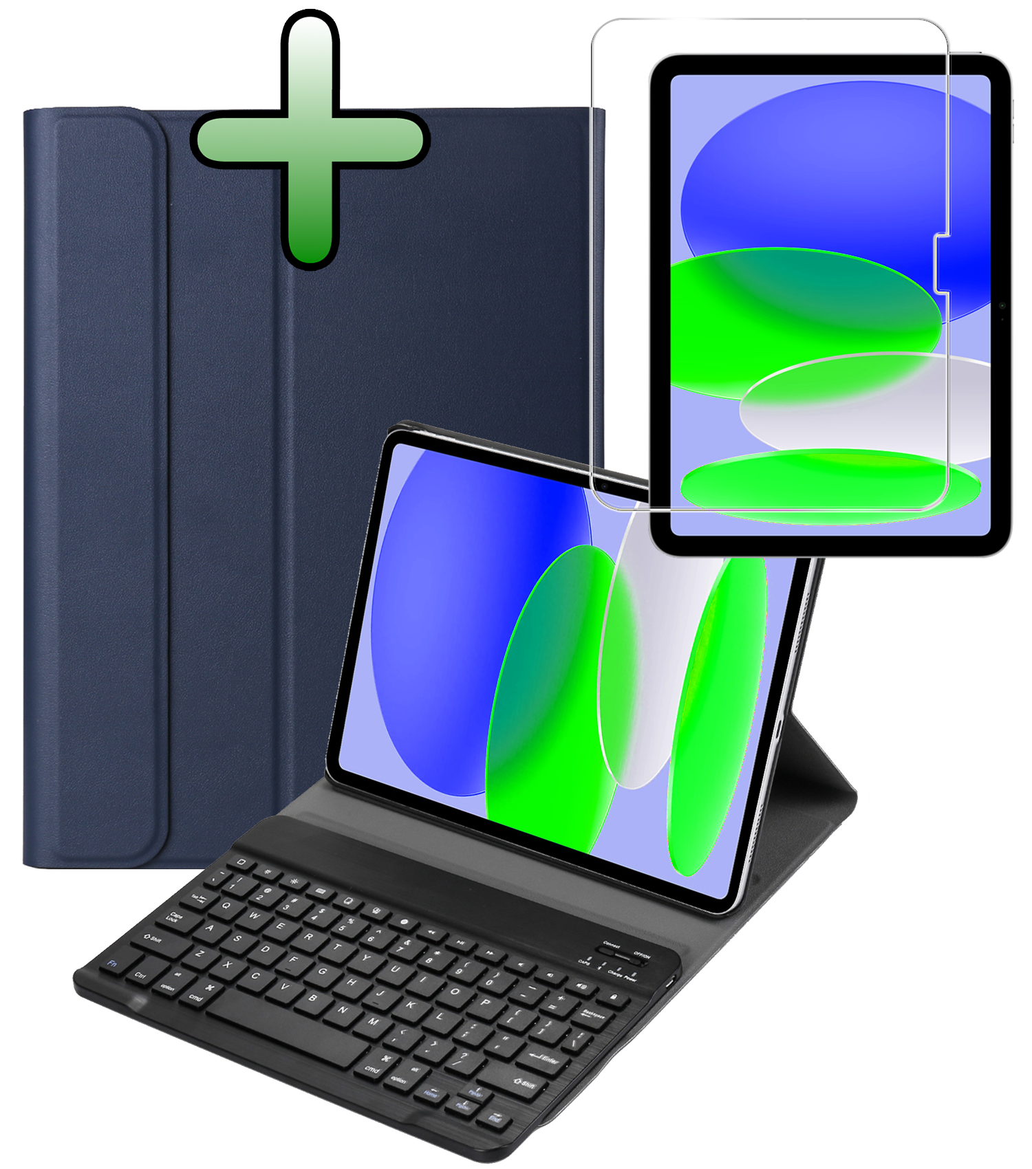 BASEY. BASEY. iPad 11 2025 Toetsenbordhoes Met Screenprotector - Donkerblauw