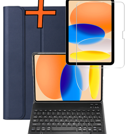Nomfy Nomfy iPad 11 2025 Toetsenbordhoes Met Screenprotector - Donkerblauw