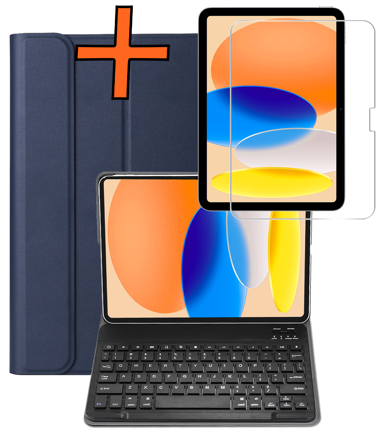 Nomfy Nomfy iPad 11 2025 Toetsenbordhoes Met Screenprotector - Donkerblauw