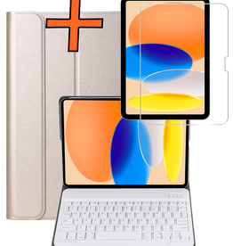 Nomfy Nomfy iPad 11 2025 Toetsenbordhoes Met Screenprotector - Goud