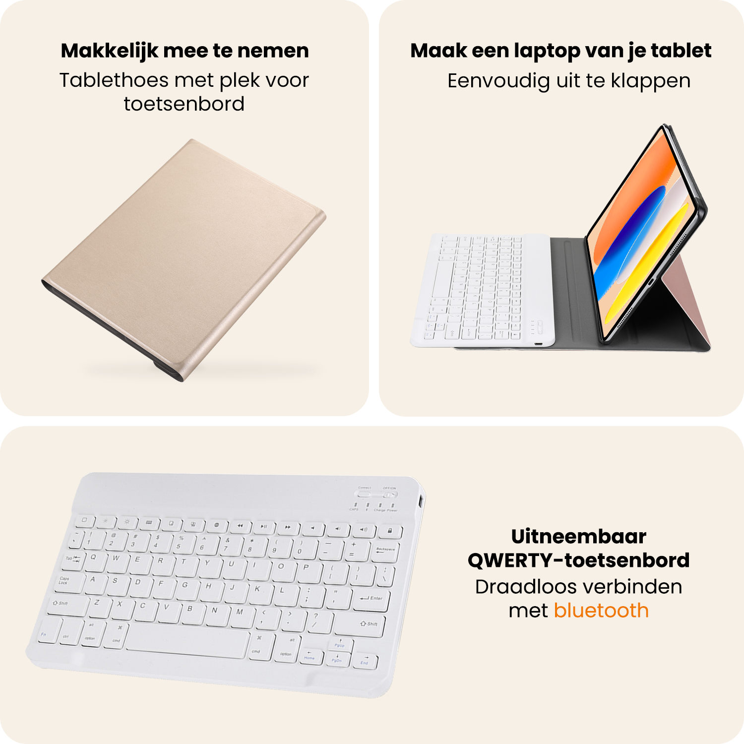 Nomfy Nomfy iPad 11 2025 Toetsenbordhoes Met Screenprotector - Goud