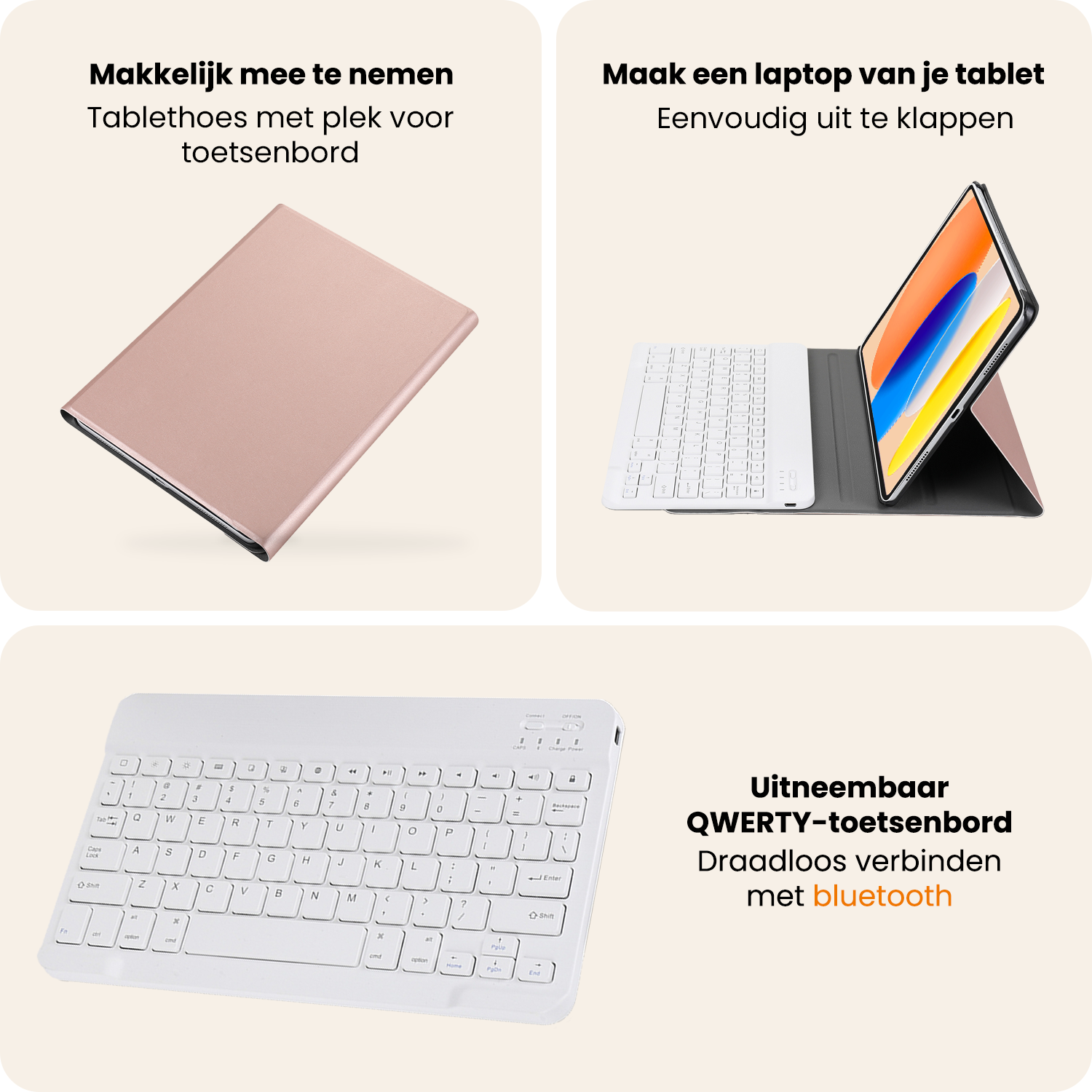 Nomfy Nomfy iPad 11 2025 Toetsenbordhoes Met Screenprotector - Rosé Goud