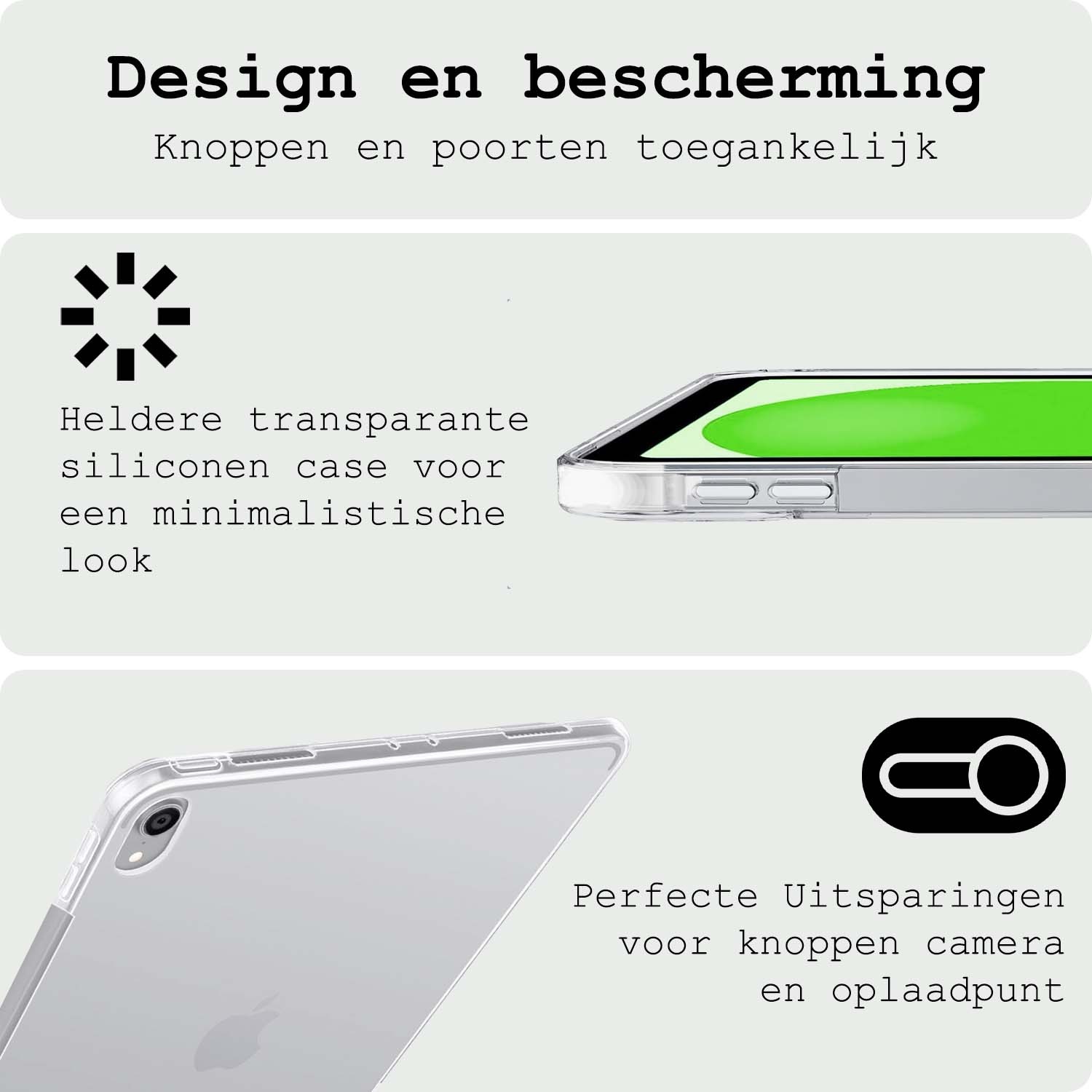 BASEY. BASEY. iPad 11 2025 Hoesje Siliconen Met 2x Screenprotector - Transparant