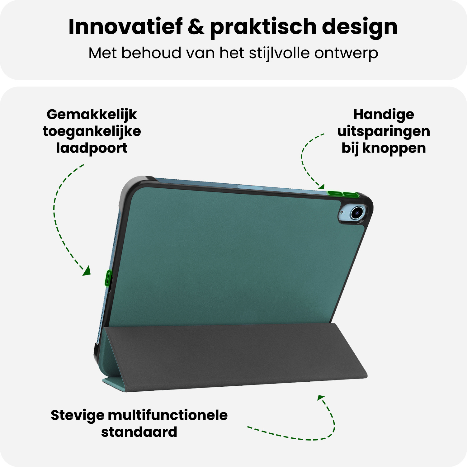 BASEY. BASEY. iPad 11 2025 Hoesje Met Screenprotector - Donkergroen