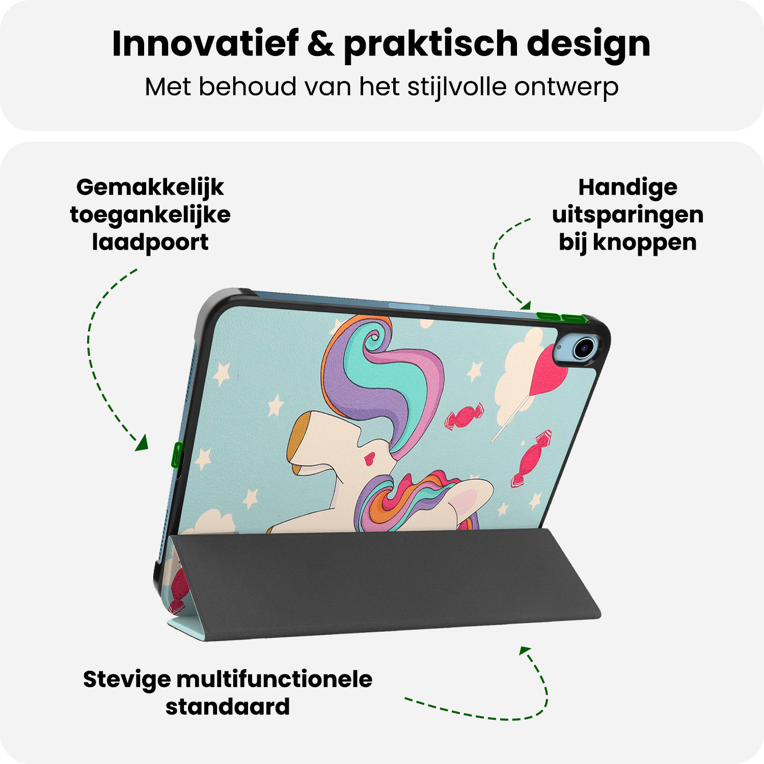 BASEY. BASEY. iPad 11 2025 Hoesje Met Screenprotector - Eenhoorn