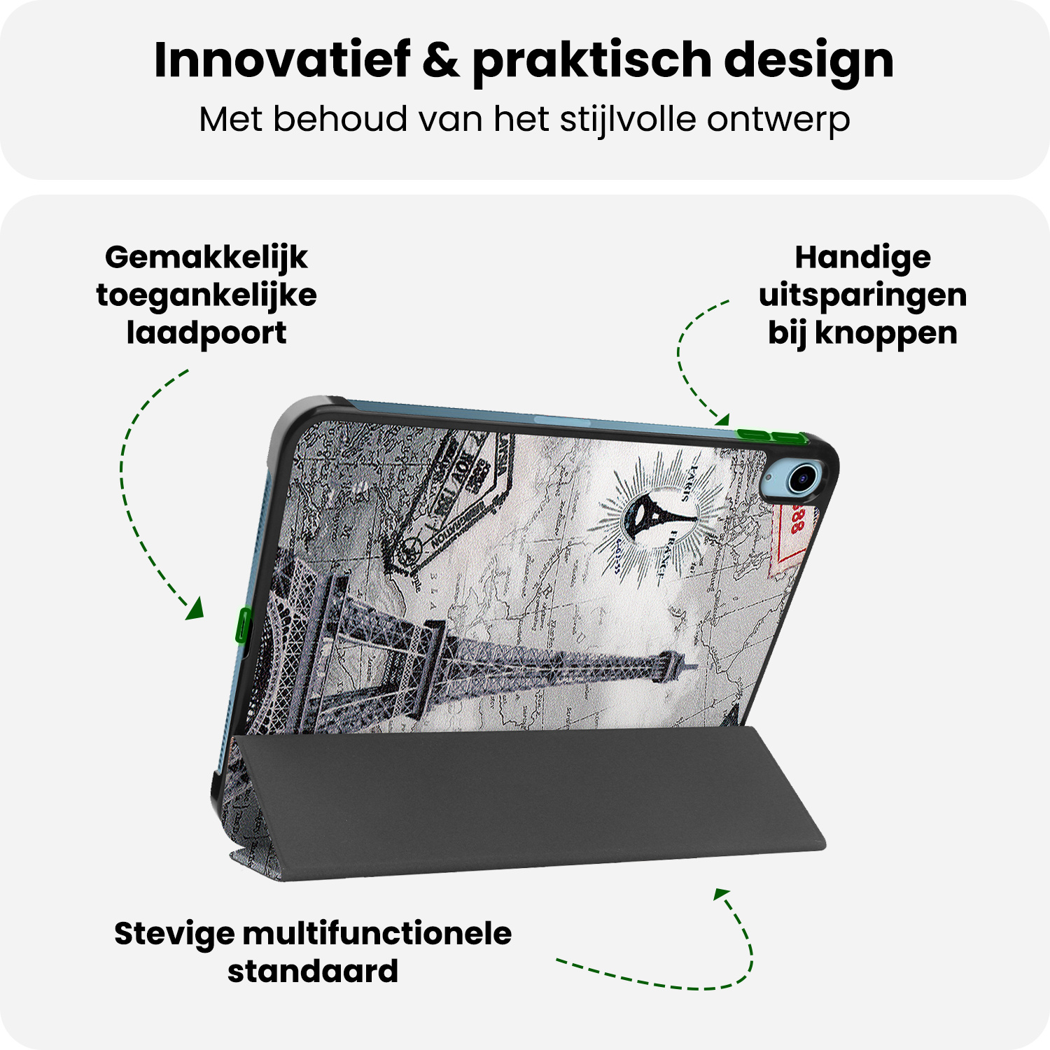 BASEY. BASEY. iPad 11 2025 Hoesje Met Screenprotector - Eiffeltoren
