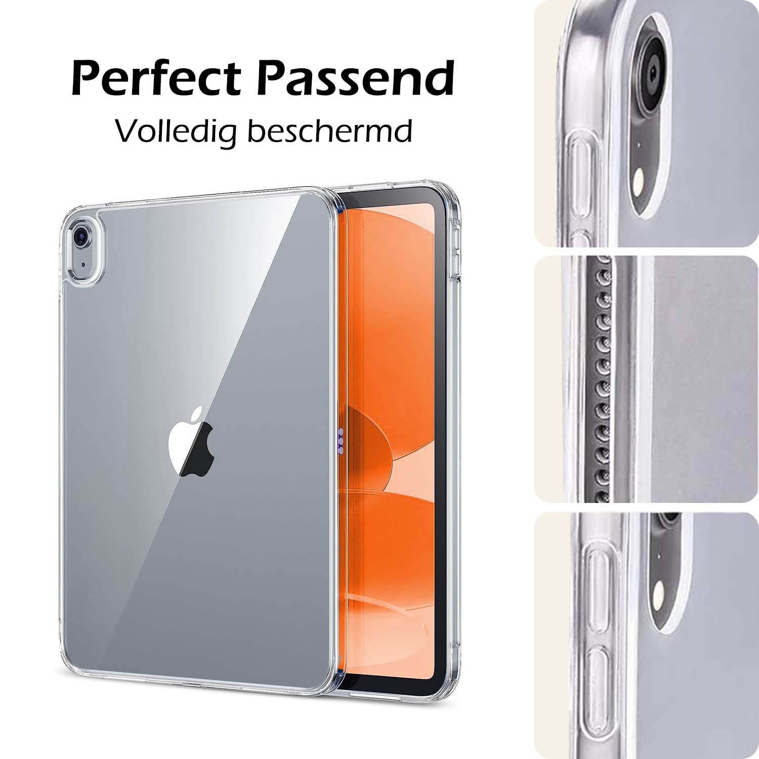 Nomfy Nomfy iPad 11 2025 Hoesje Siliconen Met 2x Screenprotector - Transparant