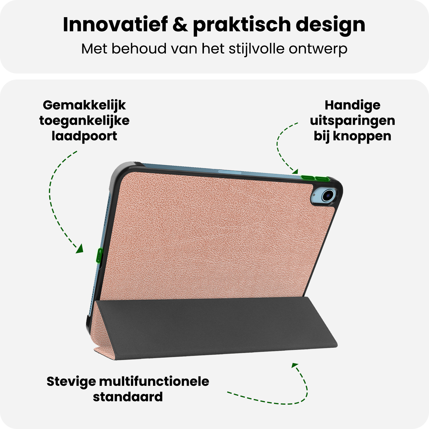 BASEY. BASEY. iPad 11 2025 Hoesje Met Screenprotector - Rose Goud