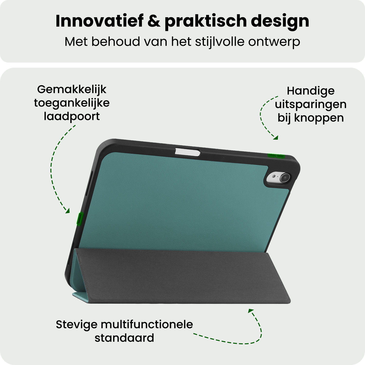 BASEY. BASEY. iPad 11 2025 Hoesje Met Uitsparing Apple Pencil - Donkergroen