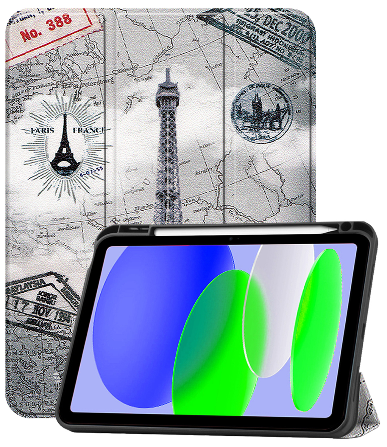 BASEY. BASEY. iPad 11 2025 Hoesje Met Uitsparing Apple Pencil - Eiffeltoren