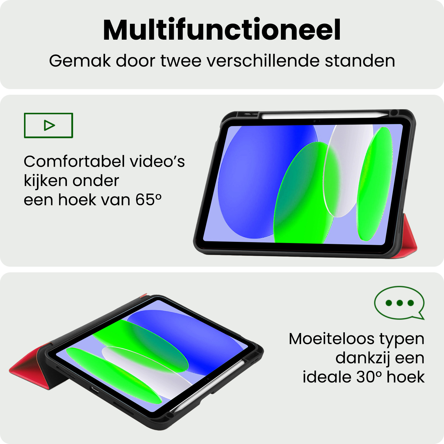 BASEY. BASEY. iPad 11 2025 Hoesje Met Uitsparing Apple Pencil - Rood