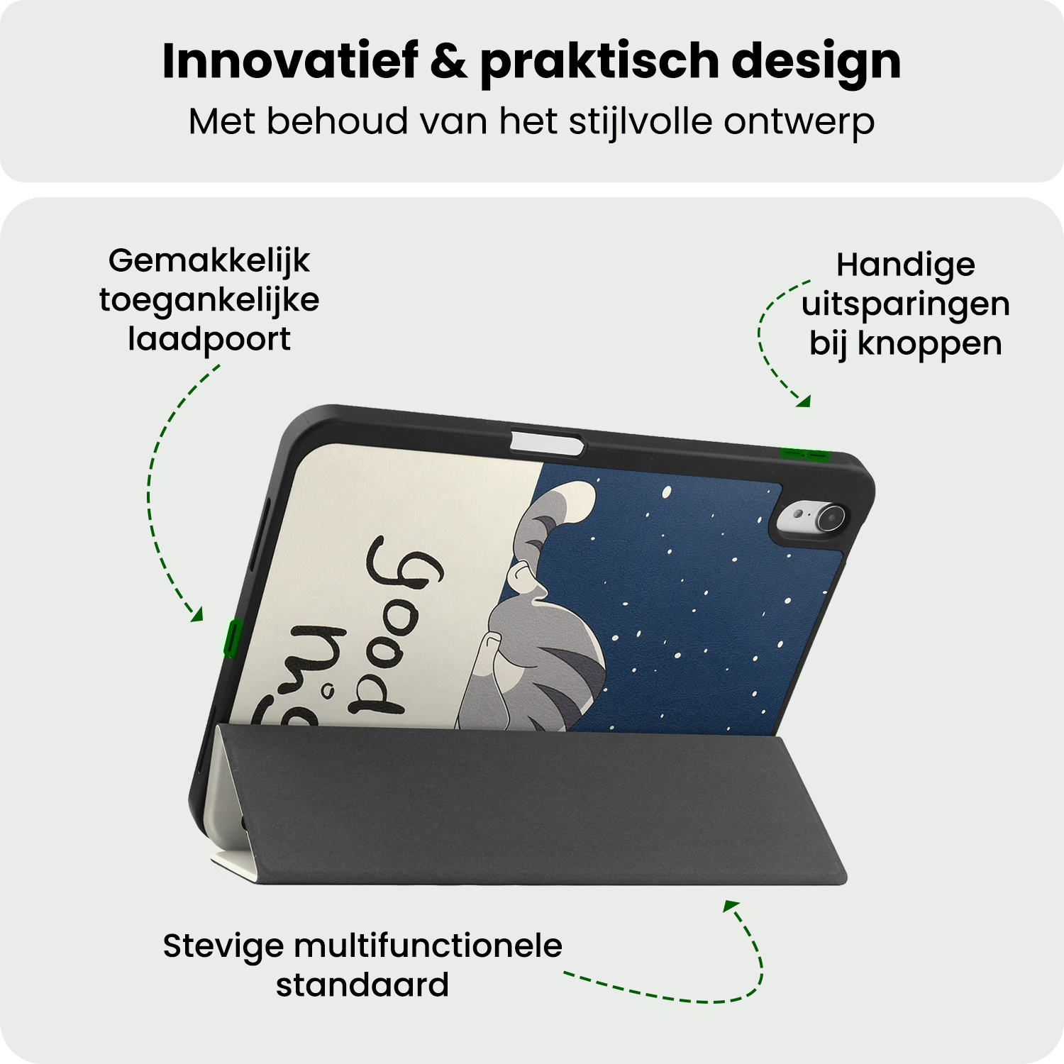 BASEY. BASEY. iPad 11 2025 Hoesje Met Uitsparing Apple Pencil - Kat