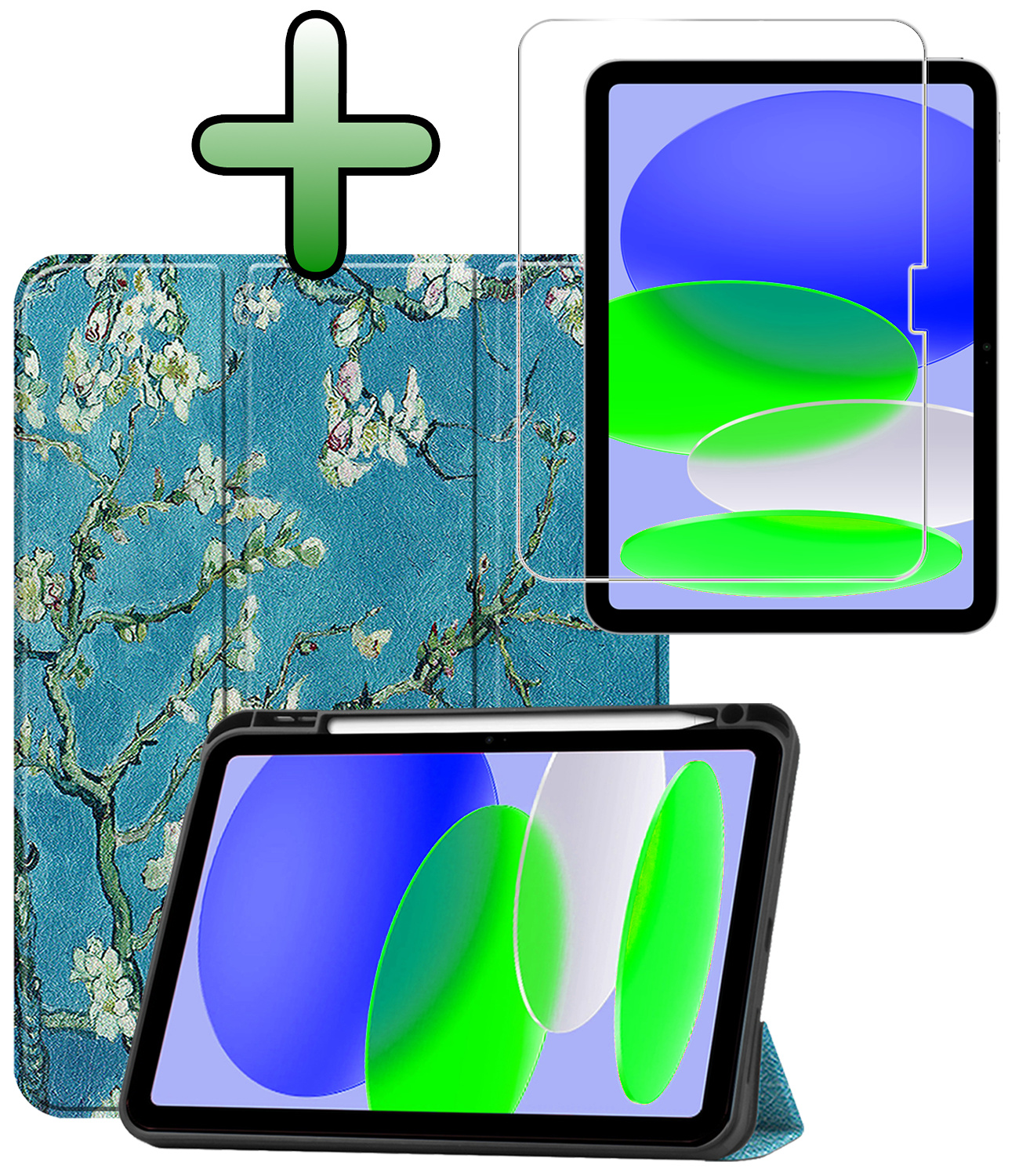 BASEY. BASEY. iPad 11 2025 Hoesje Met Uitsparing Apple Pencil Met Screenprotector - Bloesem