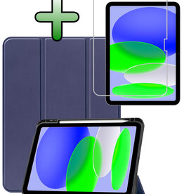BASEY. BASEY. iPad 11 2025 Hoesje Met Uitsparing Apple Pencil Met Screenprotector - Donkerblauw