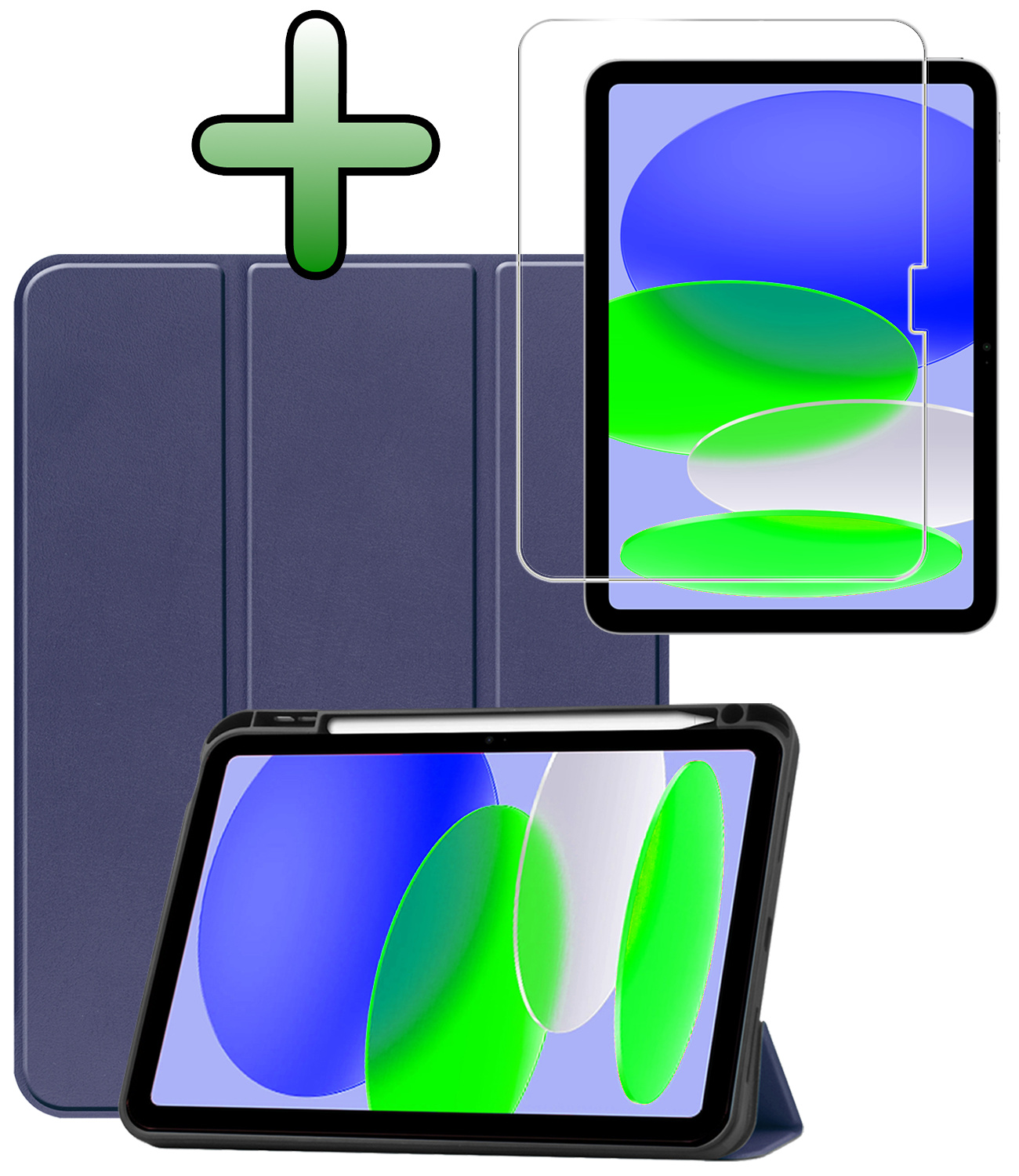 BASEY. BASEY. iPad 11 2025 Hoesje Met Uitsparing Apple Pencil Met Screenprotector - Donkerblauw