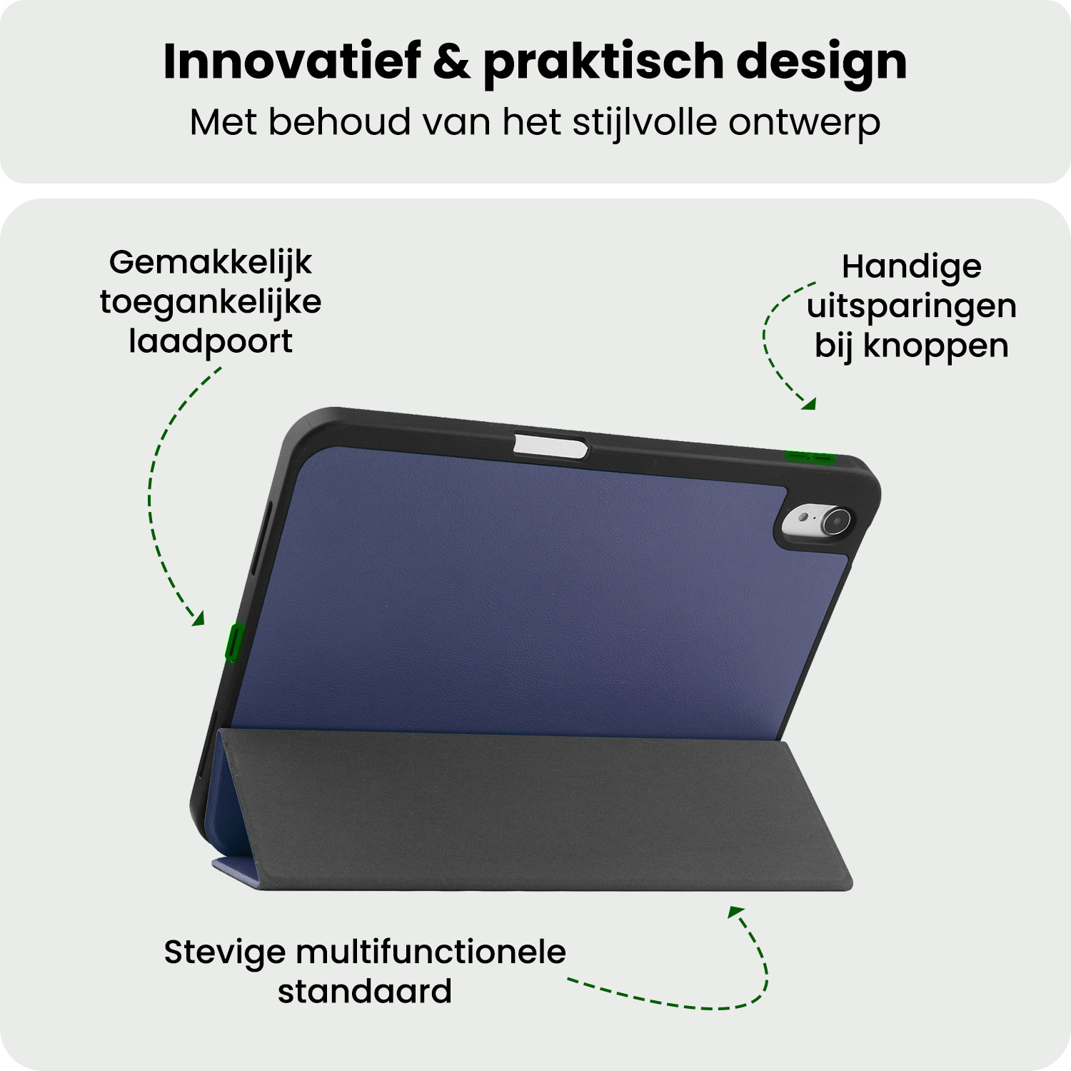 BASEY. BASEY. iPad 11 2025 Hoesje Met Uitsparing Apple Pencil Met Screenprotector - Donkerblauw