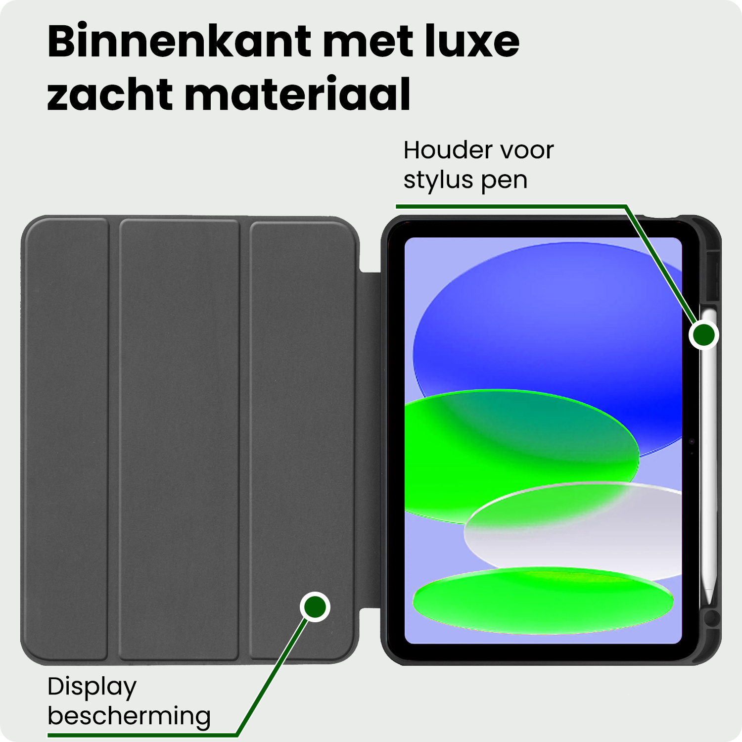 BASEY. BASEY. iPad 11 2025 Hoesje Met Uitsparing Apple Pencil Met Screenprotector - Donkerblauw