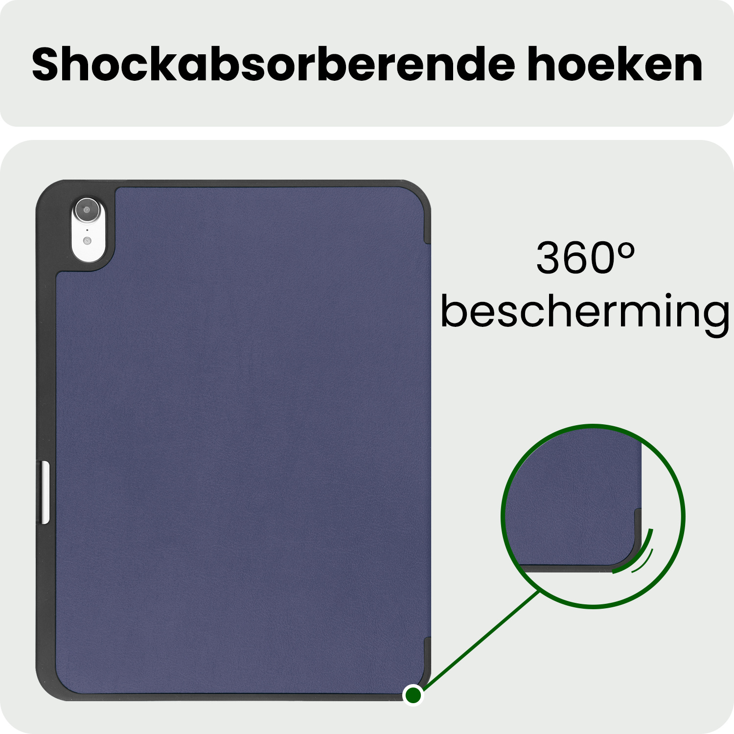 BASEY. BASEY. iPad 11 2025 Hoesje Met Uitsparing Apple Pencil Met Screenprotector - Donkerblauw