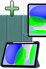 BASEY. BASEY. iPad 11 2025 Hoesje Met Uitsparing Apple Pencil Met Screenprotector - Donkergroen