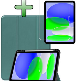 BASEY. BASEY. iPad 11 2025 Hoesje Met Uitsparing Apple Pencil Met Screenprotector - Donkergroen
