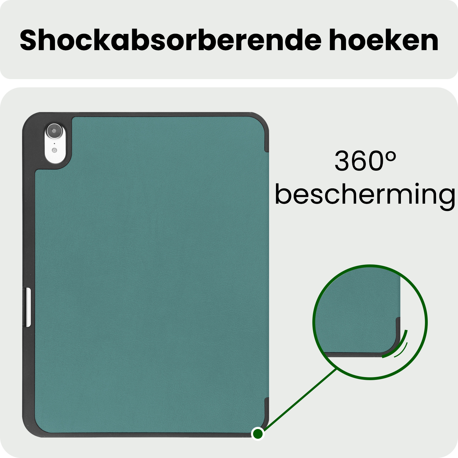 BASEY. BASEY. iPad 11 2025 Hoesje Met Uitsparing Apple Pencil Met Screenprotector - Donkergroen