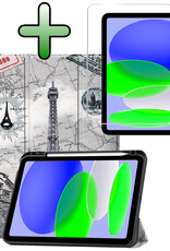 BASEY. BASEY. iPad 11 2025 Hoesje Met Uitsparing Apple Pencil Met Screenprotector - Eiffeltoren
