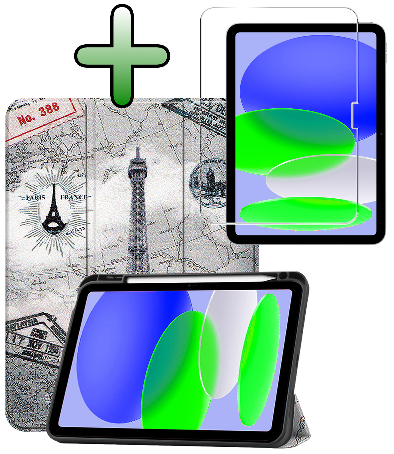 BASEY. BASEY. iPad 11 2025 Hoesje Met Uitsparing Apple Pencil Met Screenprotector - Eiffeltoren