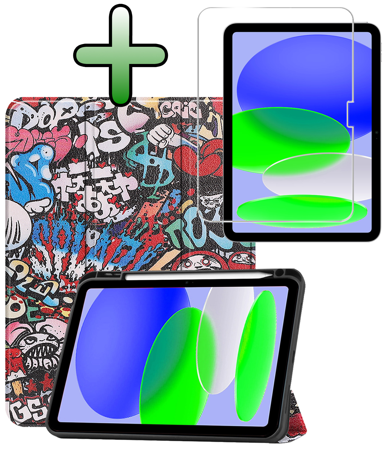 BASEY. BASEY. iPad 11 2025 Hoesje Met Uitsparing Apple Pencil Met Screenprotector - Graffity