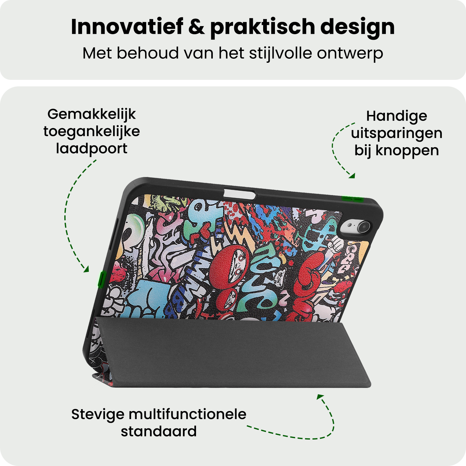 BASEY. BASEY. iPad 11 2025 Hoesje Met Uitsparing Apple Pencil Met Screenprotector - Graffity