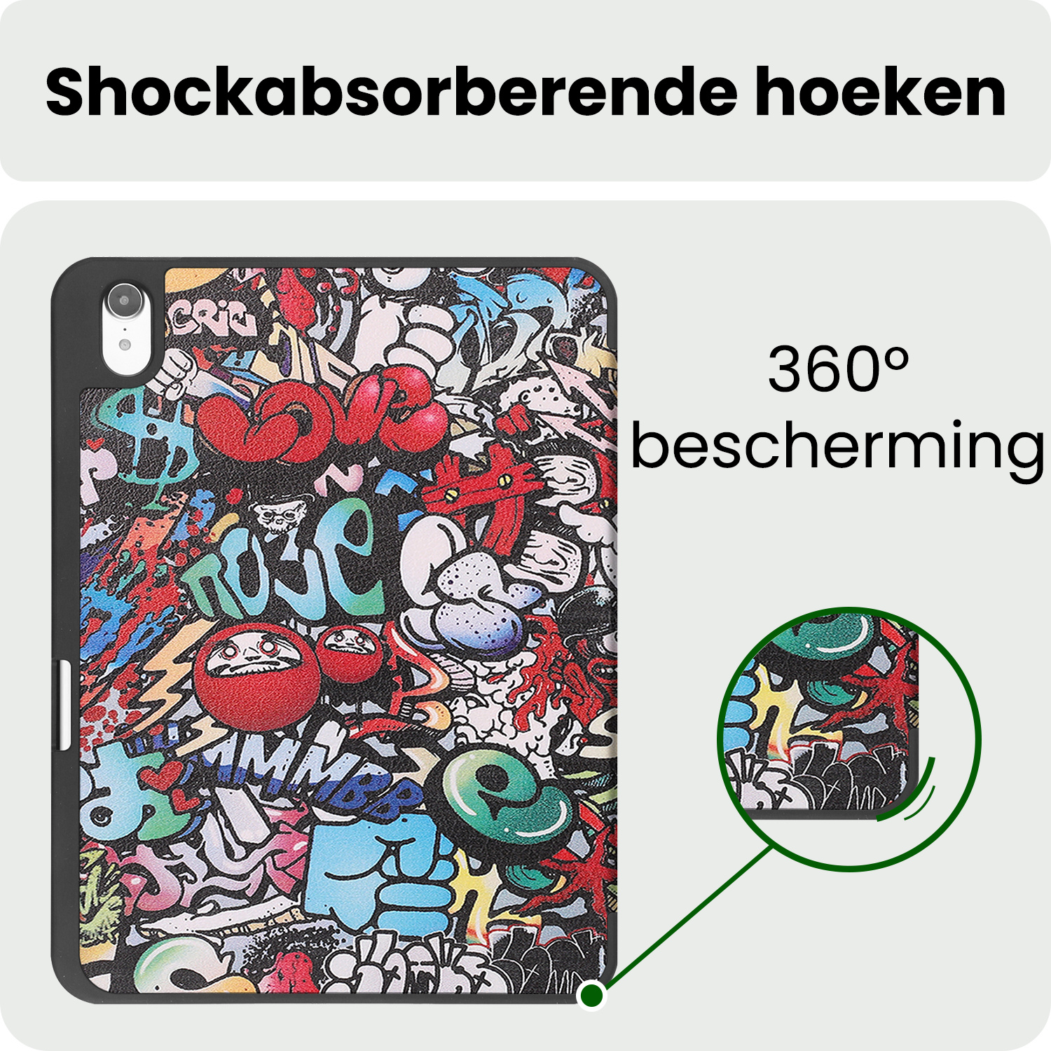 BASEY. BASEY. iPad 11 2025 Hoesje Met Uitsparing Apple Pencil Met Screenprotector - Graffity