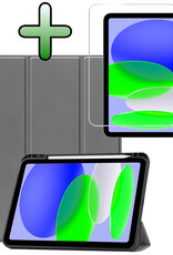 BASEY. BASEY. iPad 11 2025 Hoesje Met Uitsparing Apple Pencil Met Screenprotector - Grijs