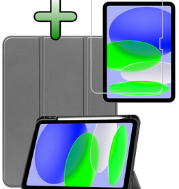 BASEY. BASEY. iPad 11 2025 Hoesje Met Uitsparing Apple Pencil Met Screenprotector - Grijs