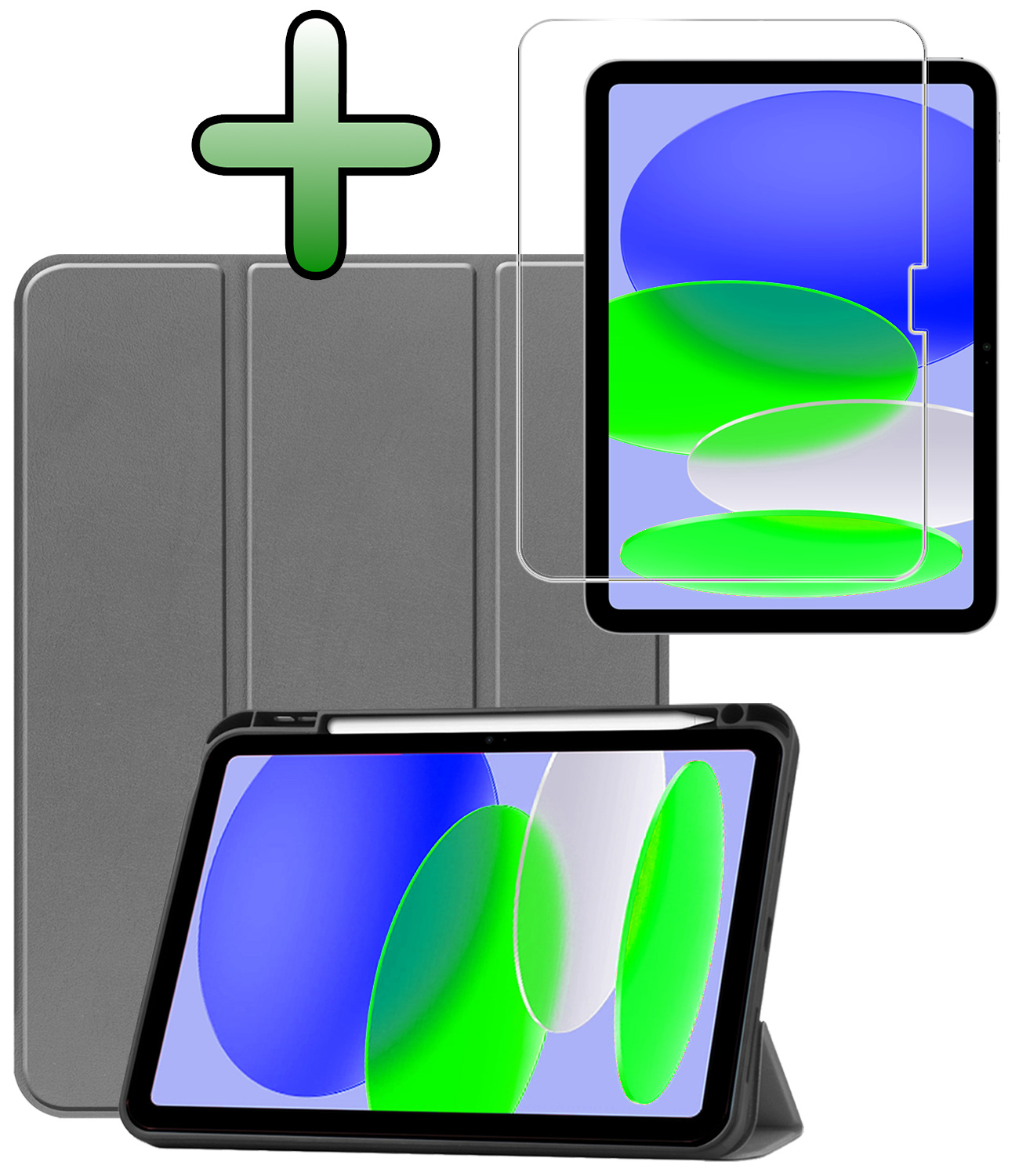 BASEY. BASEY. iPad 11 2025 Hoesje Met Uitsparing Apple Pencil Met Screenprotector - Grijs