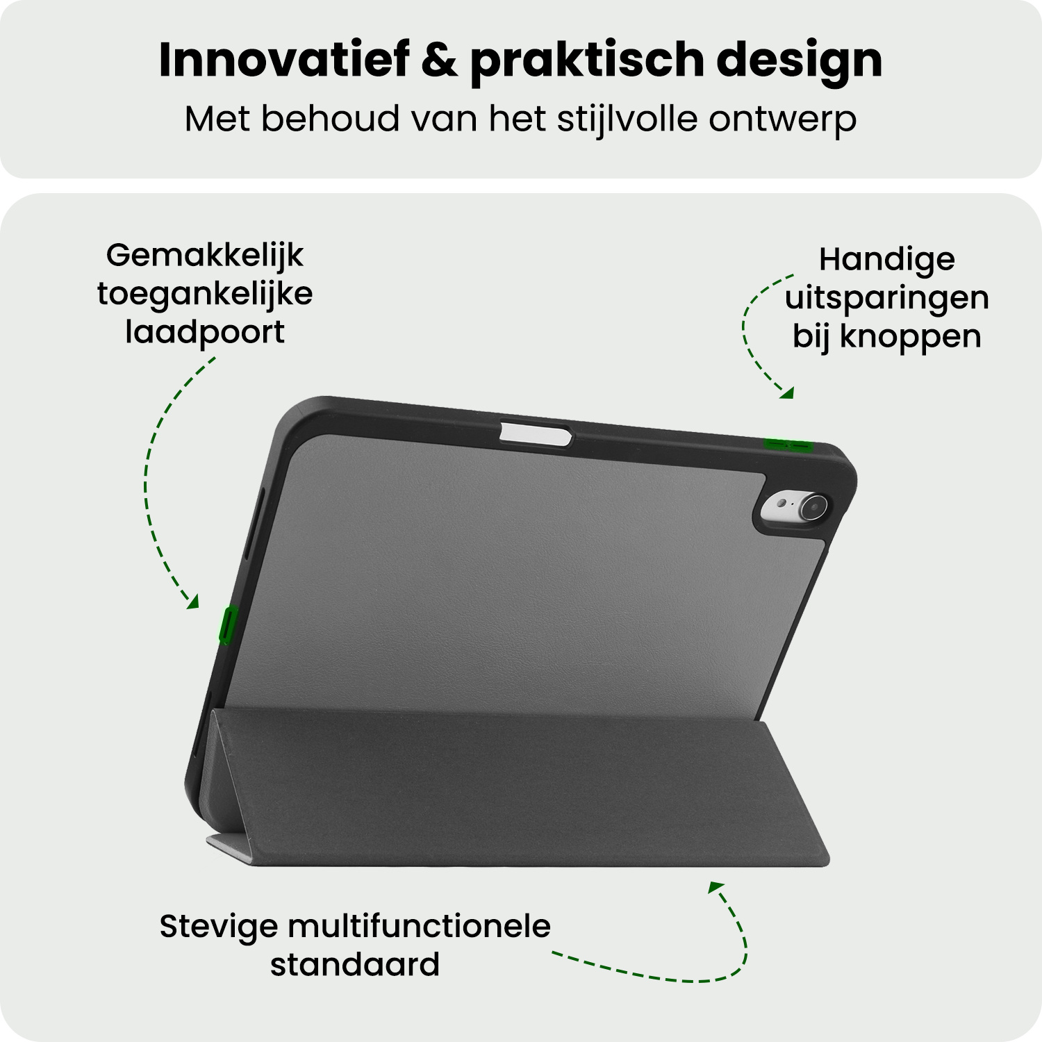 BASEY. BASEY. iPad 11 2025 Hoesje Met Uitsparing Apple Pencil Met Screenprotector - Grijs