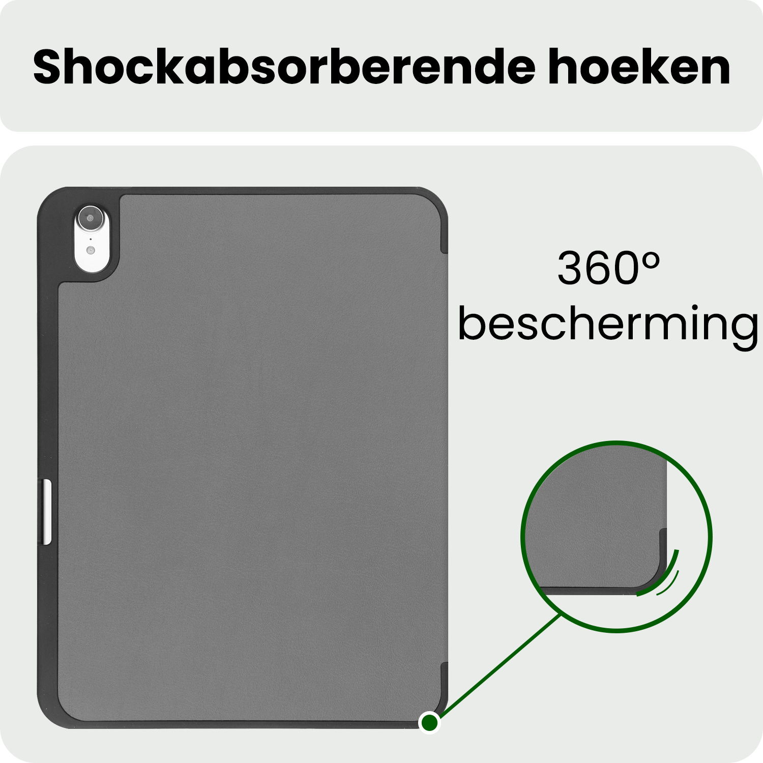 BASEY. BASEY. iPad 11 2025 Hoesje Met Uitsparing Apple Pencil Met Screenprotector - Grijs