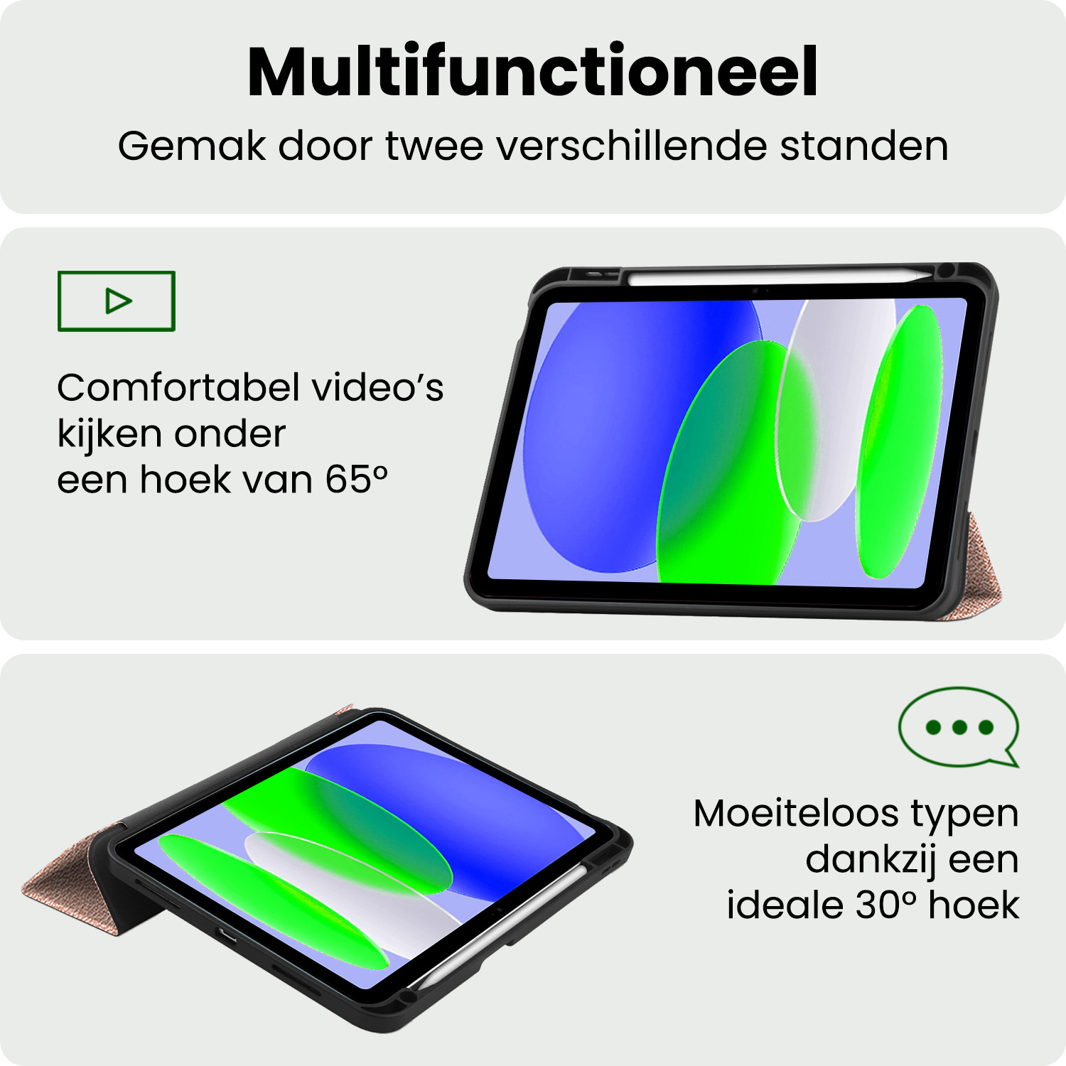 BASEY. BASEY. iPad 11 2025 Hoesje Met Uitsparing Apple Pencil Met Screenprotector - Paars