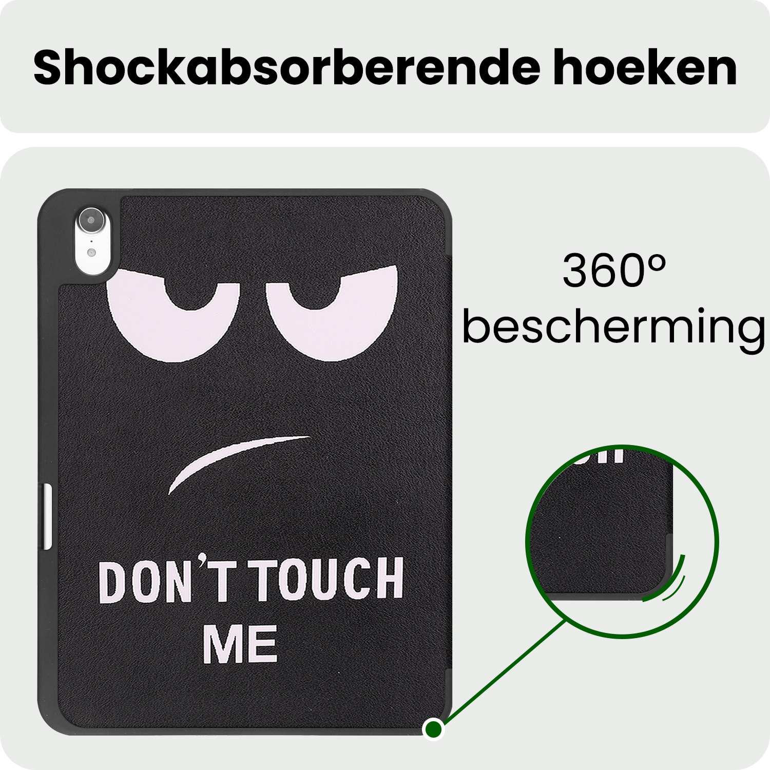 BASEY. BASEY. iPad 11 2025 Hoesje Met Uitsparing Apple Pencil Met Screenprotector - Don't Touch Me