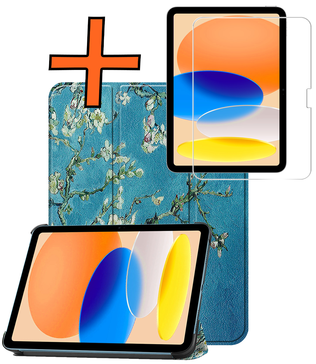 Nomfy Nomfy iPad 11 2025 Hoesje Met Screenprotector - Bloesem