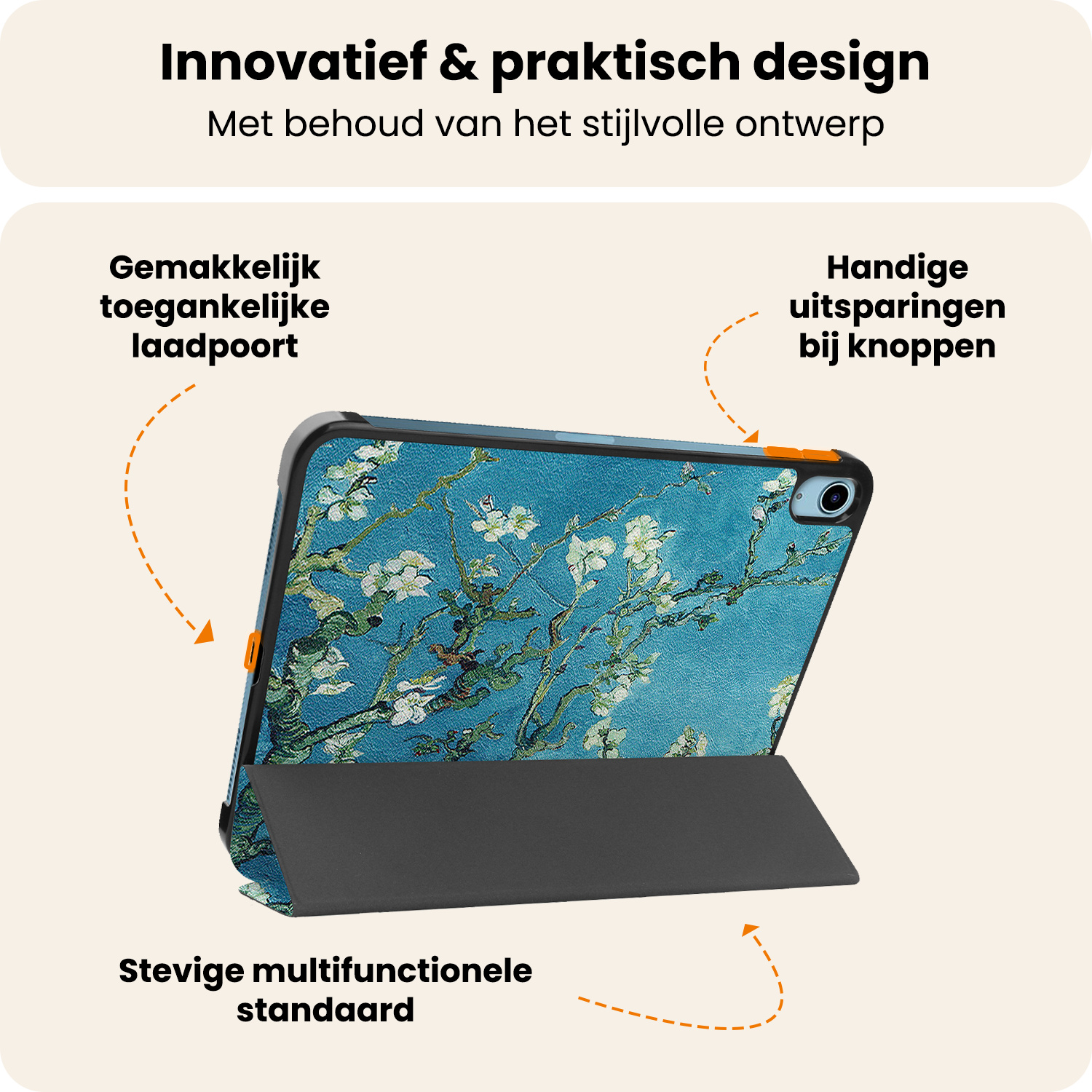 Nomfy Nomfy iPad 11 2025 Hoesje Met Screenprotector - Bloesem